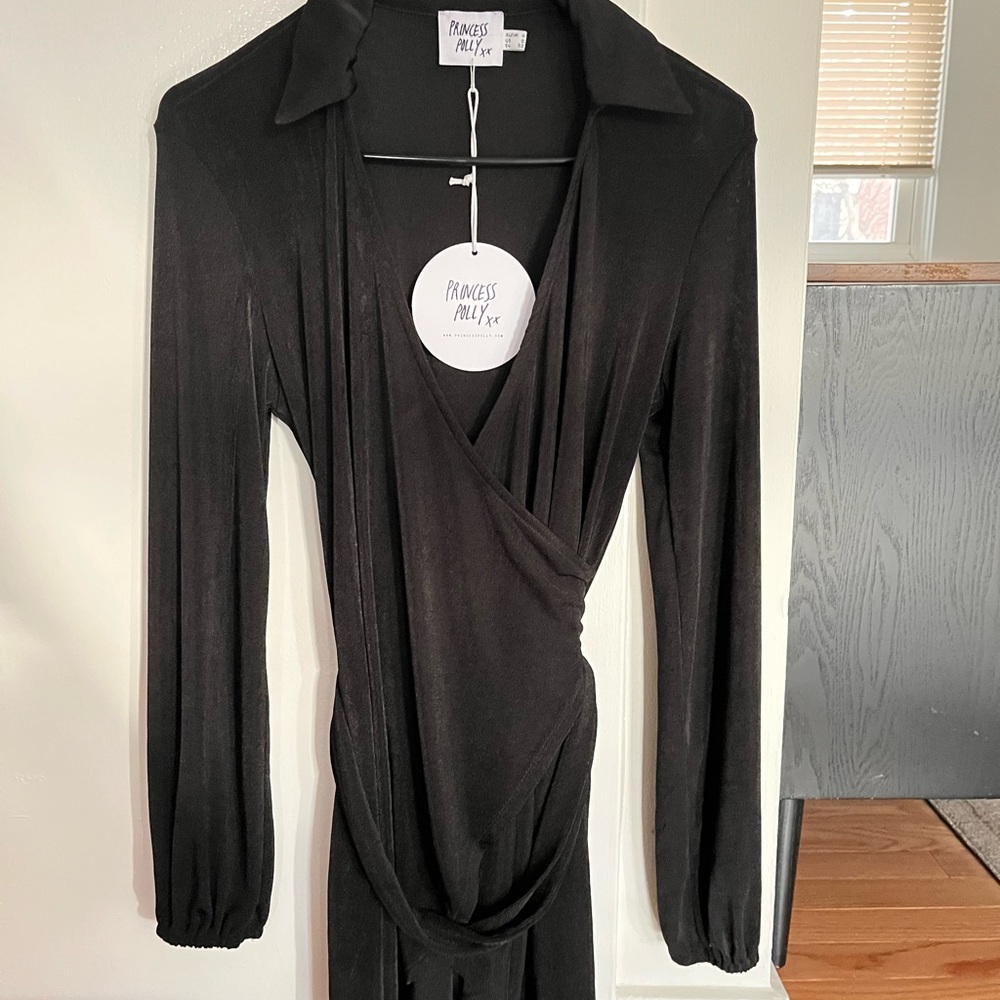 Princess Polly  Black Long Sleeve Mini Dress